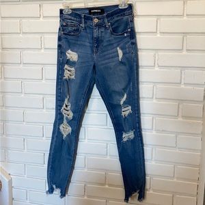 Express Light Blue Distressed Ankle Legging Size 2